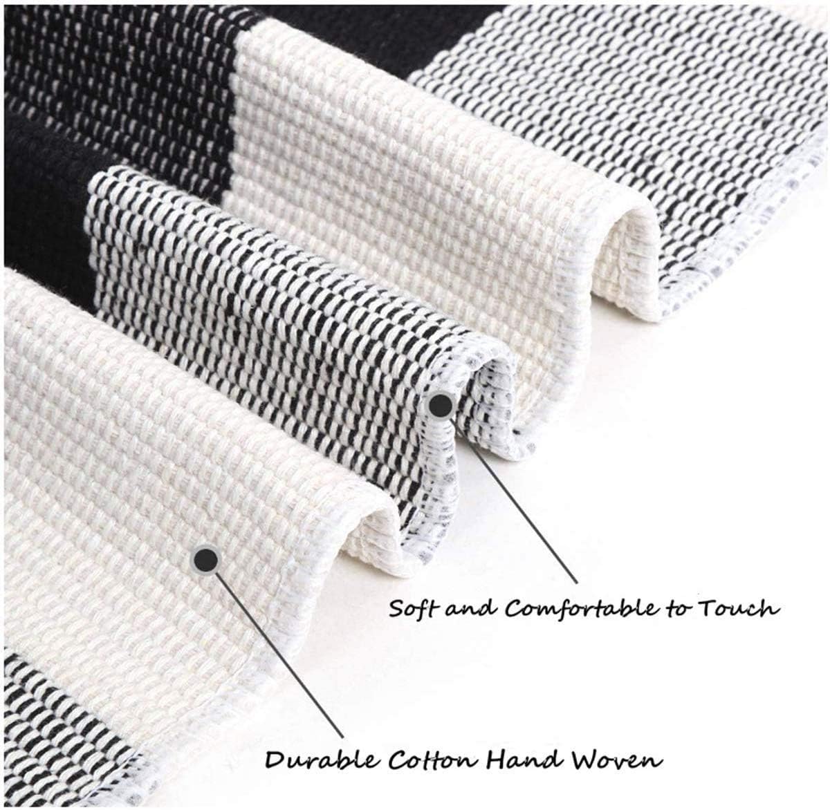 MUBIN Buffalo Plaid Rug 2X3 ft Outdoor Black and White Checked Rug Cotton Reversible Hand-Woven Indoor Washable Entryway Front Porch Decor Rugs for Layered Welcome Front Door Mats